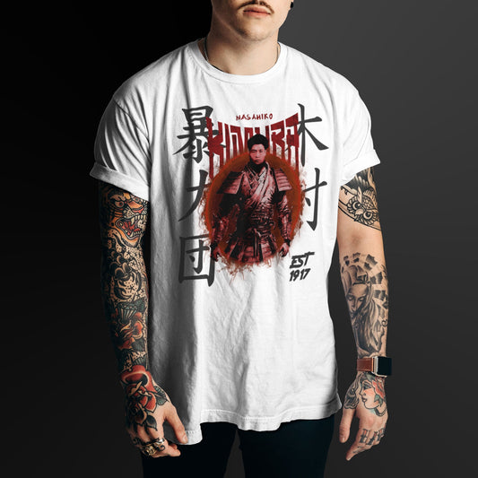 "Masahiko"  Premium Oversized Tee White/Red